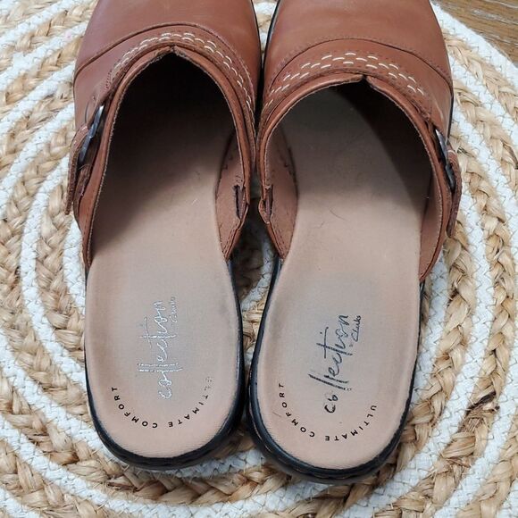 Clarks Leisa Sadie Dark Tan Leather Mule, Size 8 - Picture 10 of 12